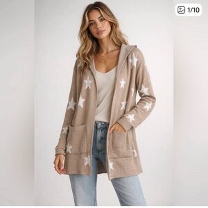 SOLD Splendid Hooded Hooded Cardigan Star Intarsia Pattern small